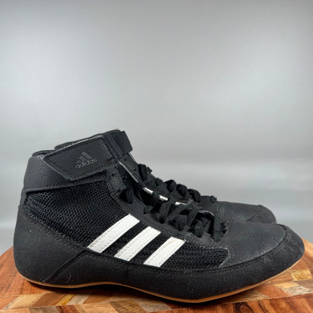 Adidas HVC Wrestling Shoes Black White Gum AQ3325 Mens Size 7 High Top Training